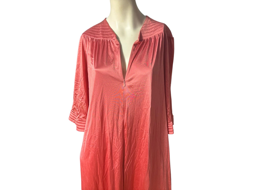 Vintage 70's rose lounge dress robe M Vanity Fair petite
