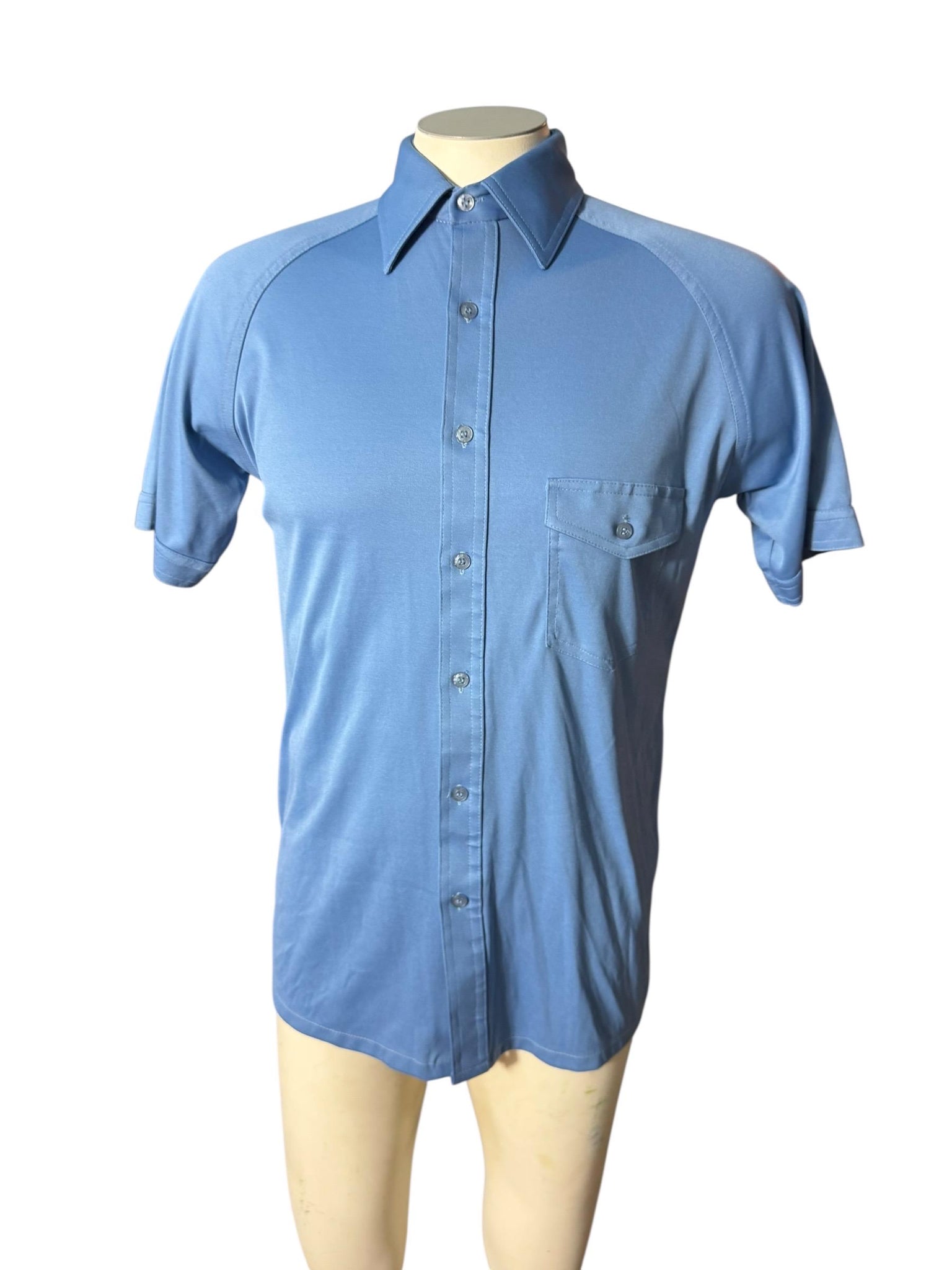 Vintage 70's blue butterfly collar shirt M Sportswear