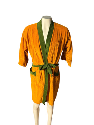 Vintage 70’s men’s mustard & green robe one size Hamshire House