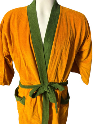 Vintage 70’s men’s mustard & green robe one size Hamshire House