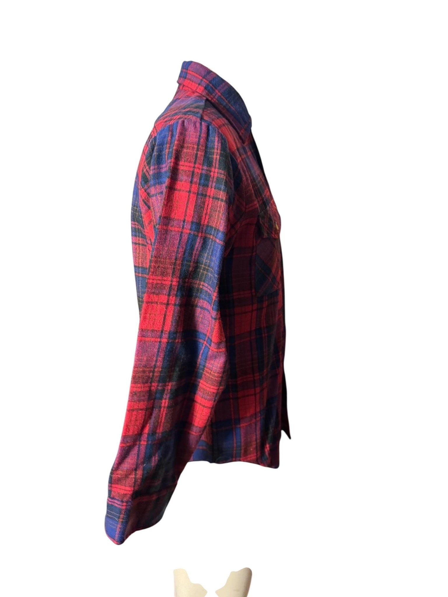 Vintage 80's red blue flannel men's shirt M Sears