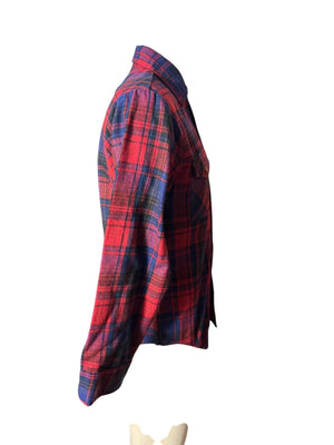 Vintage 80's red blue flannel men's shirt M Sears