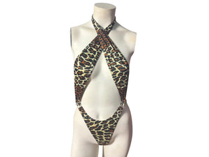 Vintage 80's leopard bodysuit thong