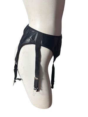 Vintage black leather garter belt S Catherine Coatney