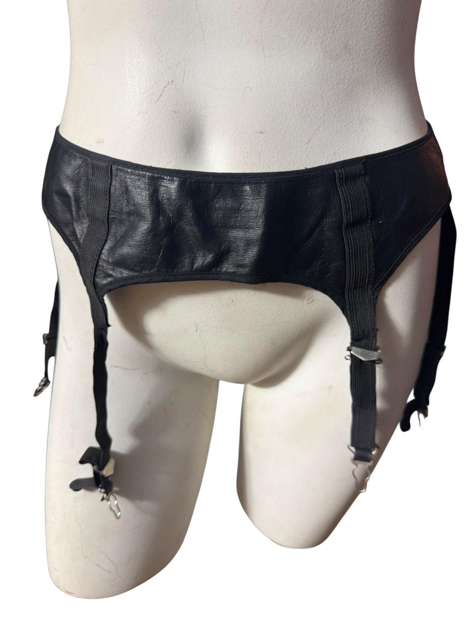 Vintage black leather garter belt S Catherine Coatney