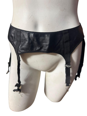 Vintage black leather garter belt S Catherine Coatney