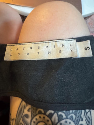 Vintage black leather garter belt S Catherine Coatney