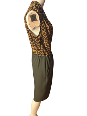 Vintage 80's leopard dress & jacket L 12 crepe rayon