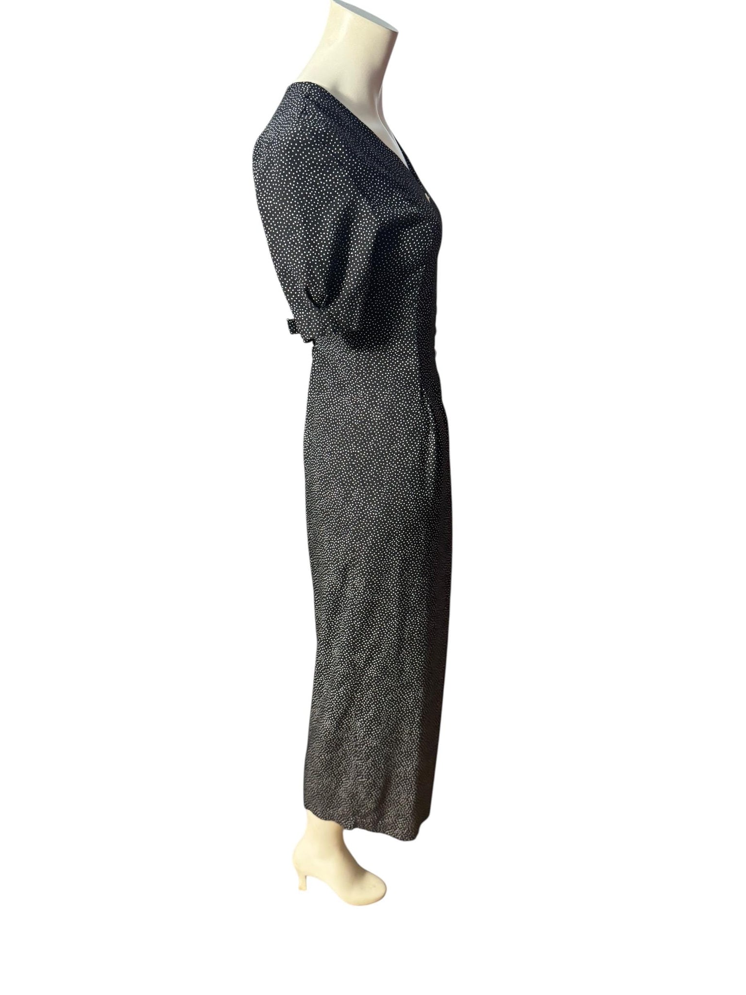 Vintage 80's black polka dot jumpsuit romper M