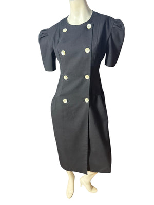 Vintage 80's black button up dress 8 Evan & Blake
