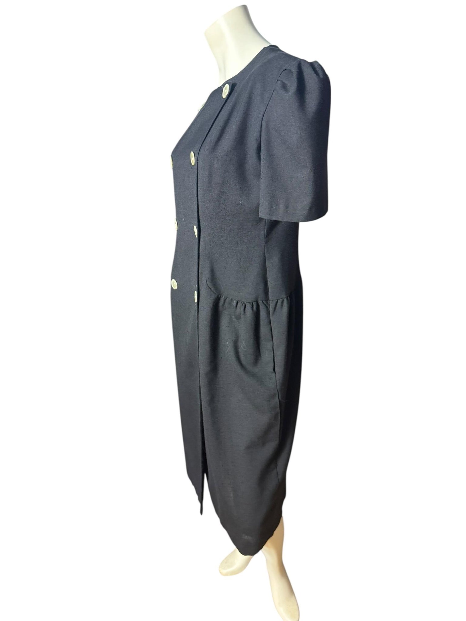 Vintage 80's black button up dress 8 Evan & Blake