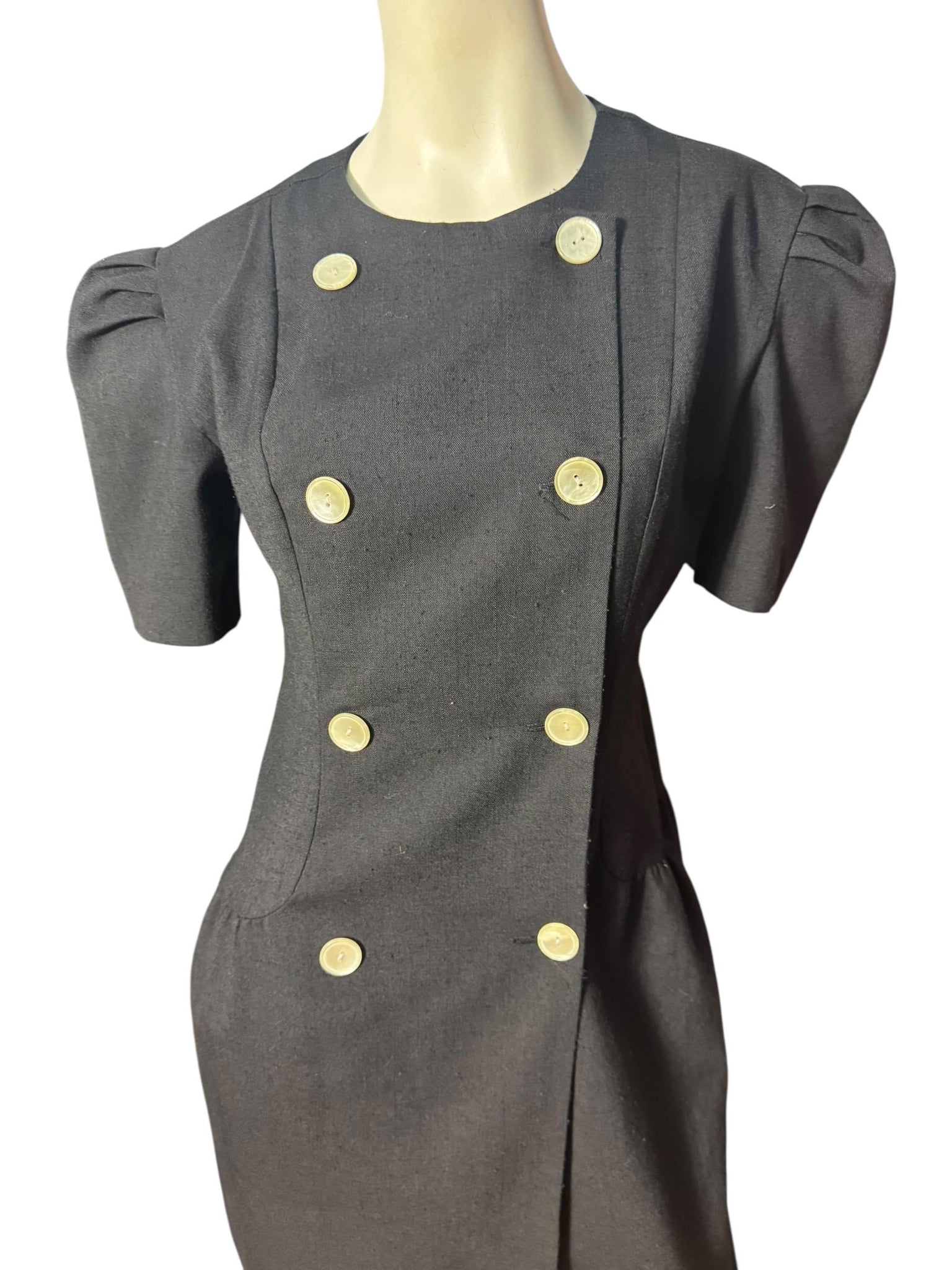 Vintage 80's black button up dress 8 Evan & Blake