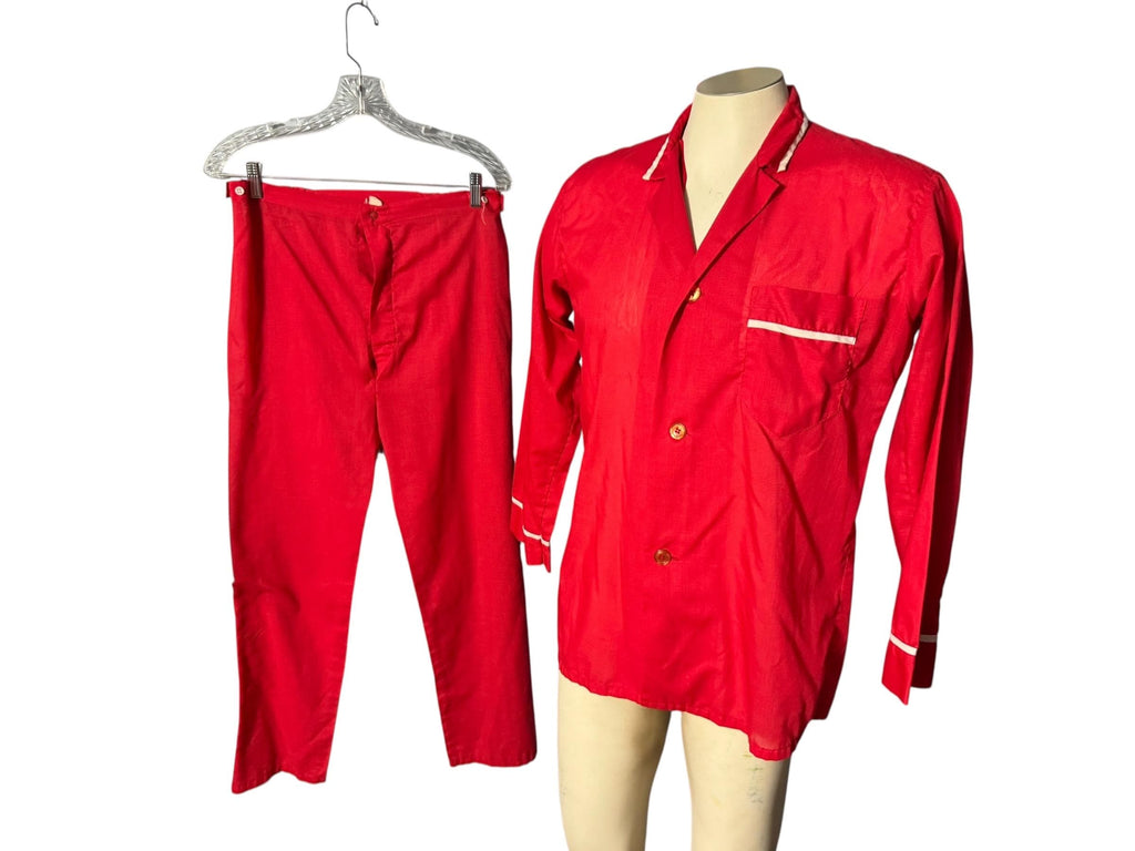 Vintage 70's men’s red pajamas L Fleetway