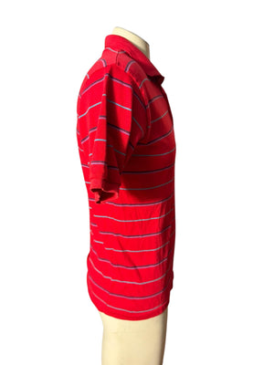 Vintage 80's men's polo shirt L red stripe