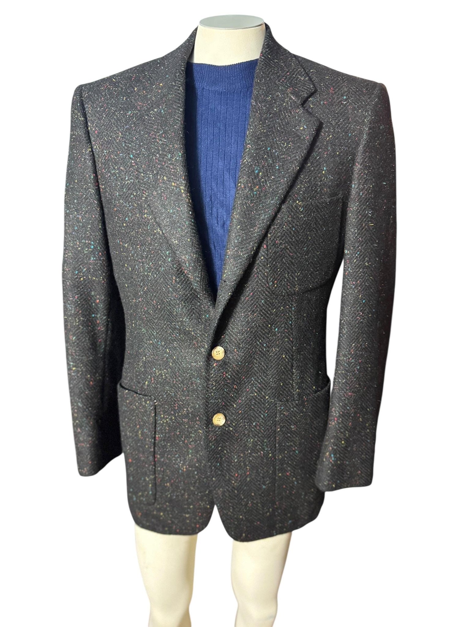 Vintage 80's vlack rainbow fleck suit jacket 39 L