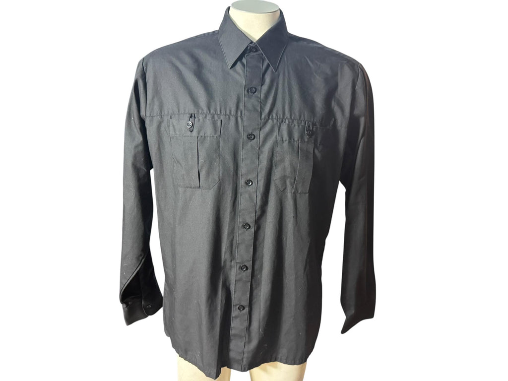 Vintage 70's black button up shirt L Van Cort