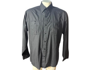 Vintage 70's black button up shirt L Van Cort