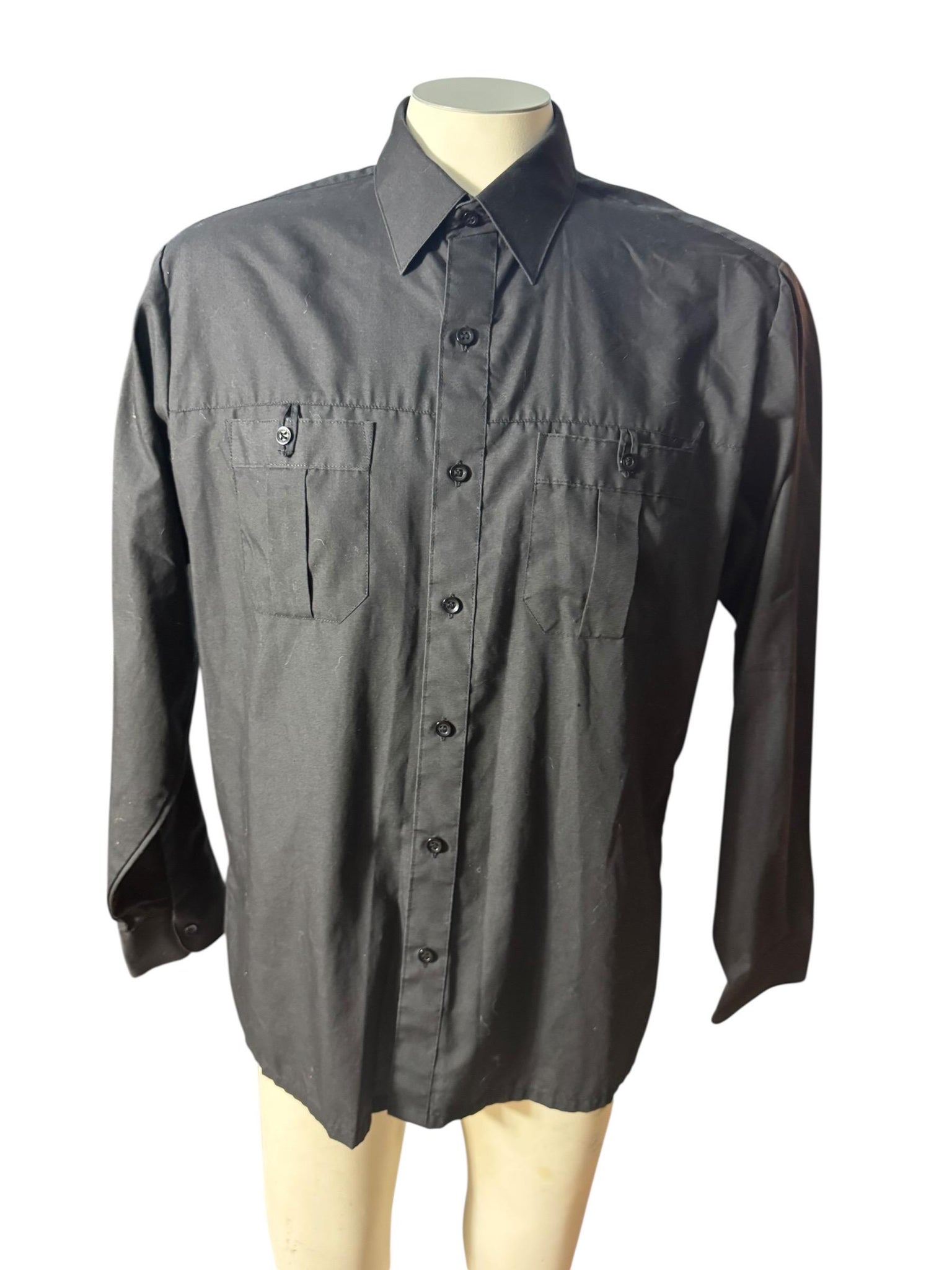 Vintage 70's black button up shirt L Van Cort