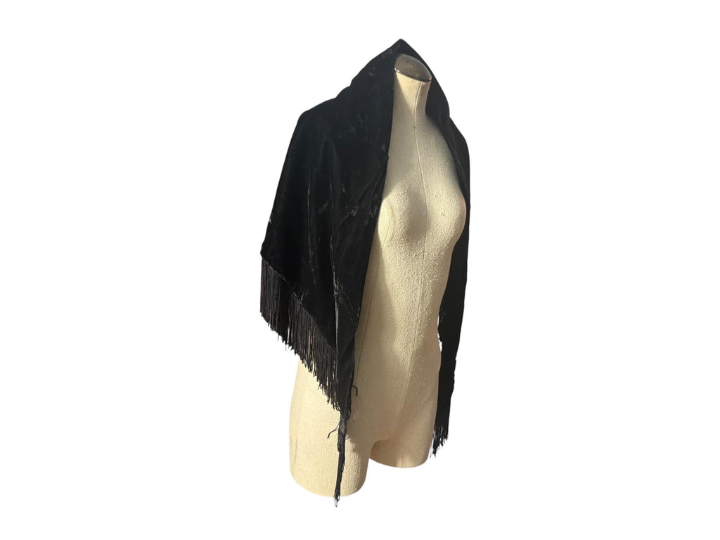 Vintage black velvet shawl shoulder wrap