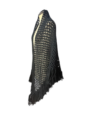 Vintage black crochet shawl