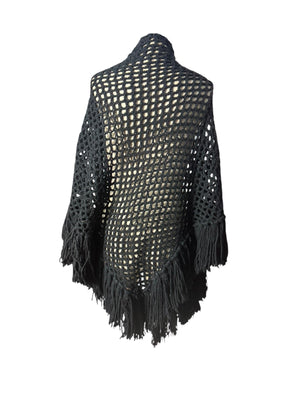 Vintage black crochet shawl