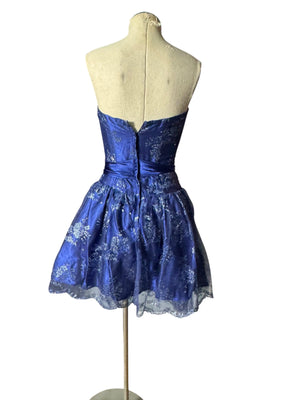 Vintage 80's Gunne Sax blue party dress XS 3