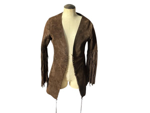 Vintage 70's leather western fringe jacket S