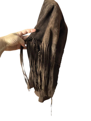 Vintage 70's leather western fringe jacket S