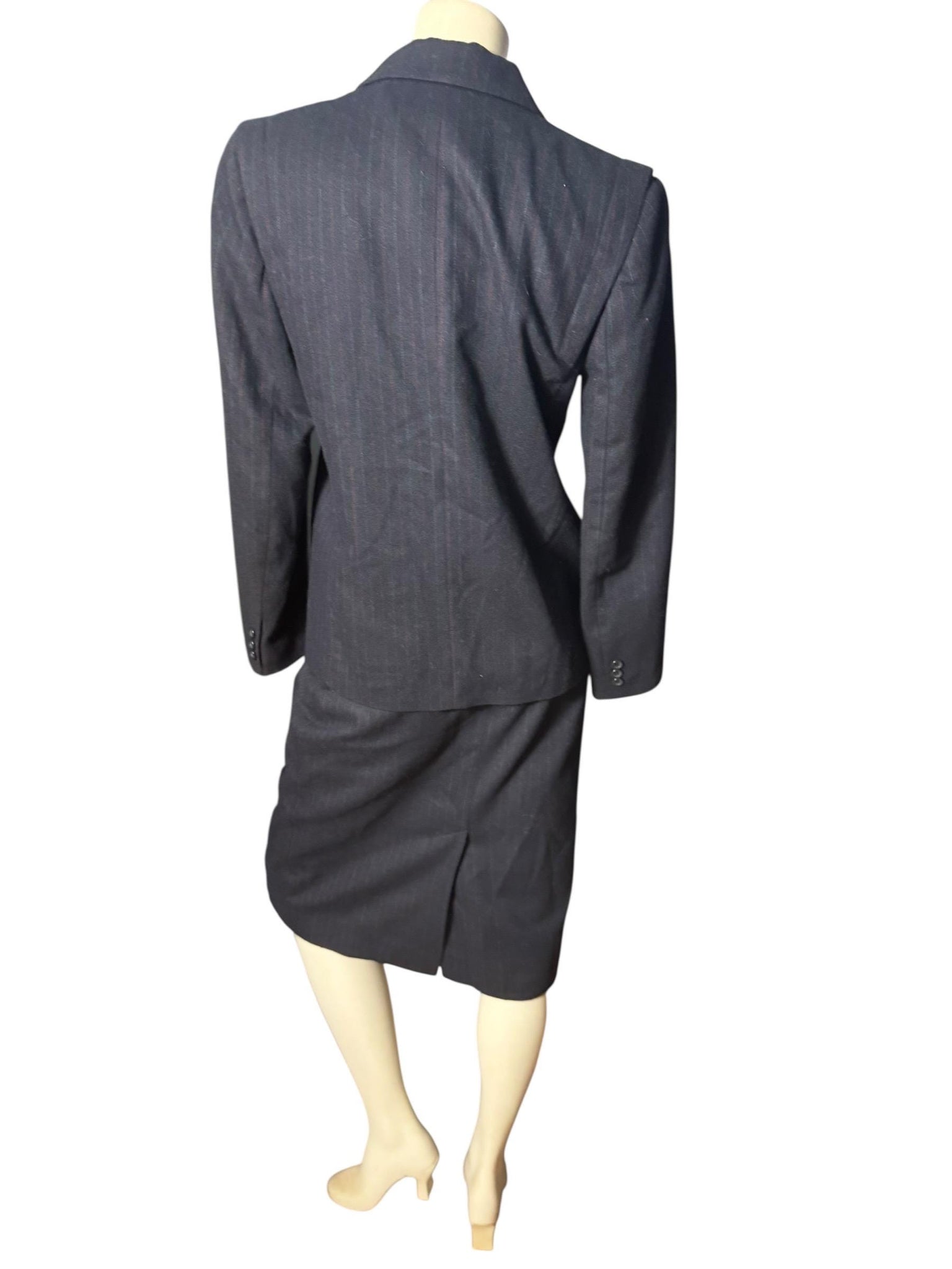 Vintage 80's pinstripe women's suit skirt & jacket 7 / 8 Peabody House