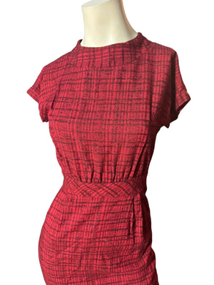 Vintage 50's fitted red & black dress S XS