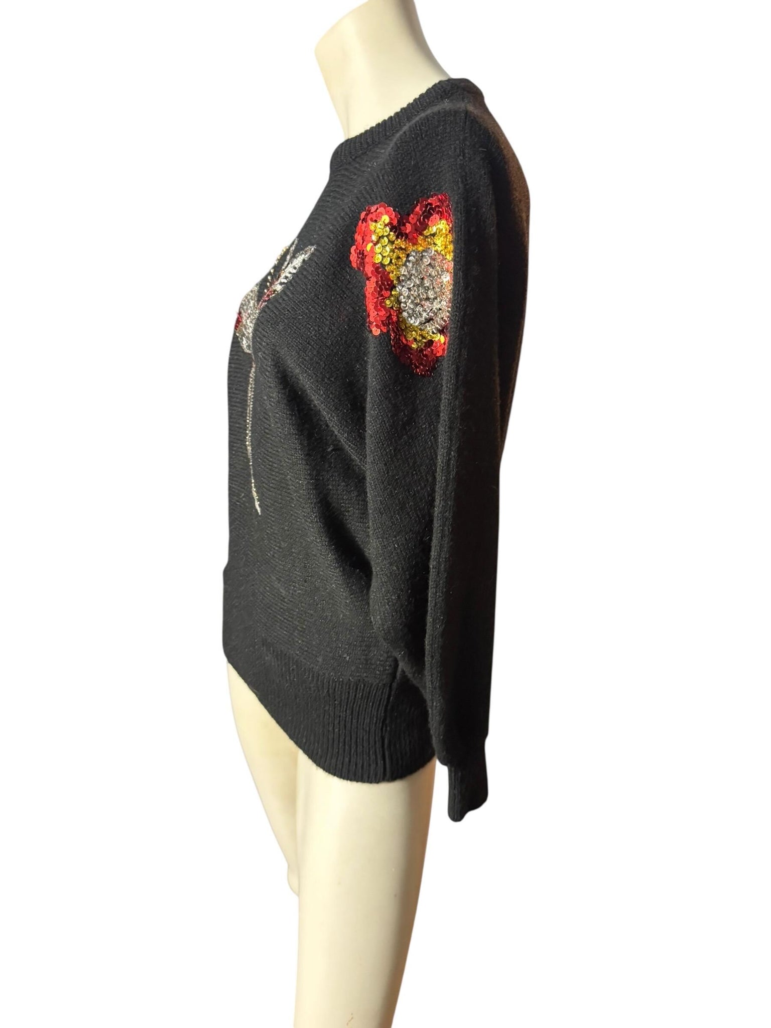 Vintage gold & black 80's sequin sweater M L