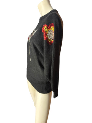 Vintage gold & black 80's sequin sweater M L