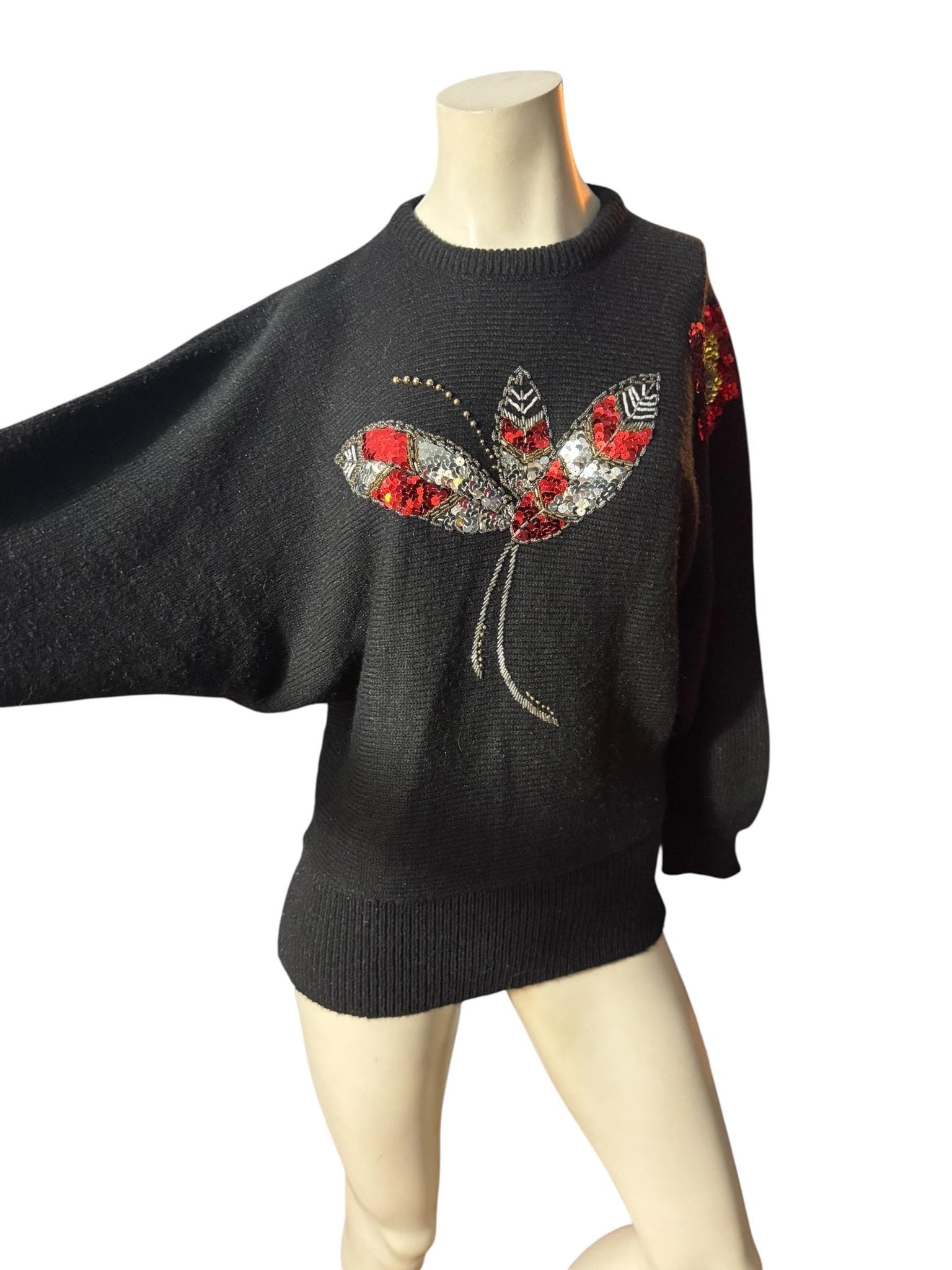Vintage gold & black 80's sequin sweater M L