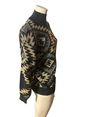 Vintage gold & black 80's sweater L GB