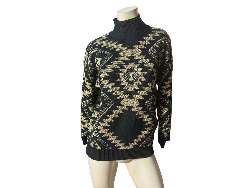 Vintage gold & black 80's sweater L GB
