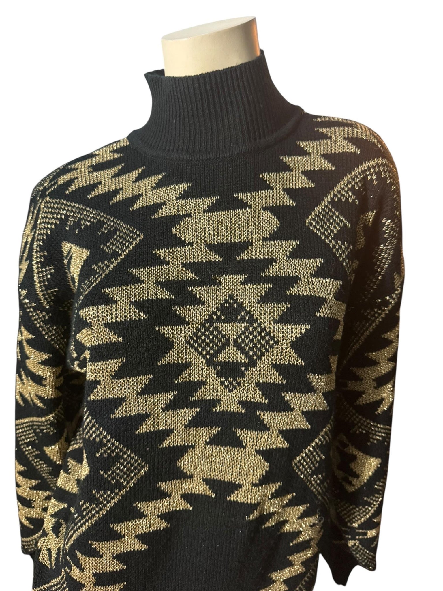 Vintage gold & black 80's sweater L GB
