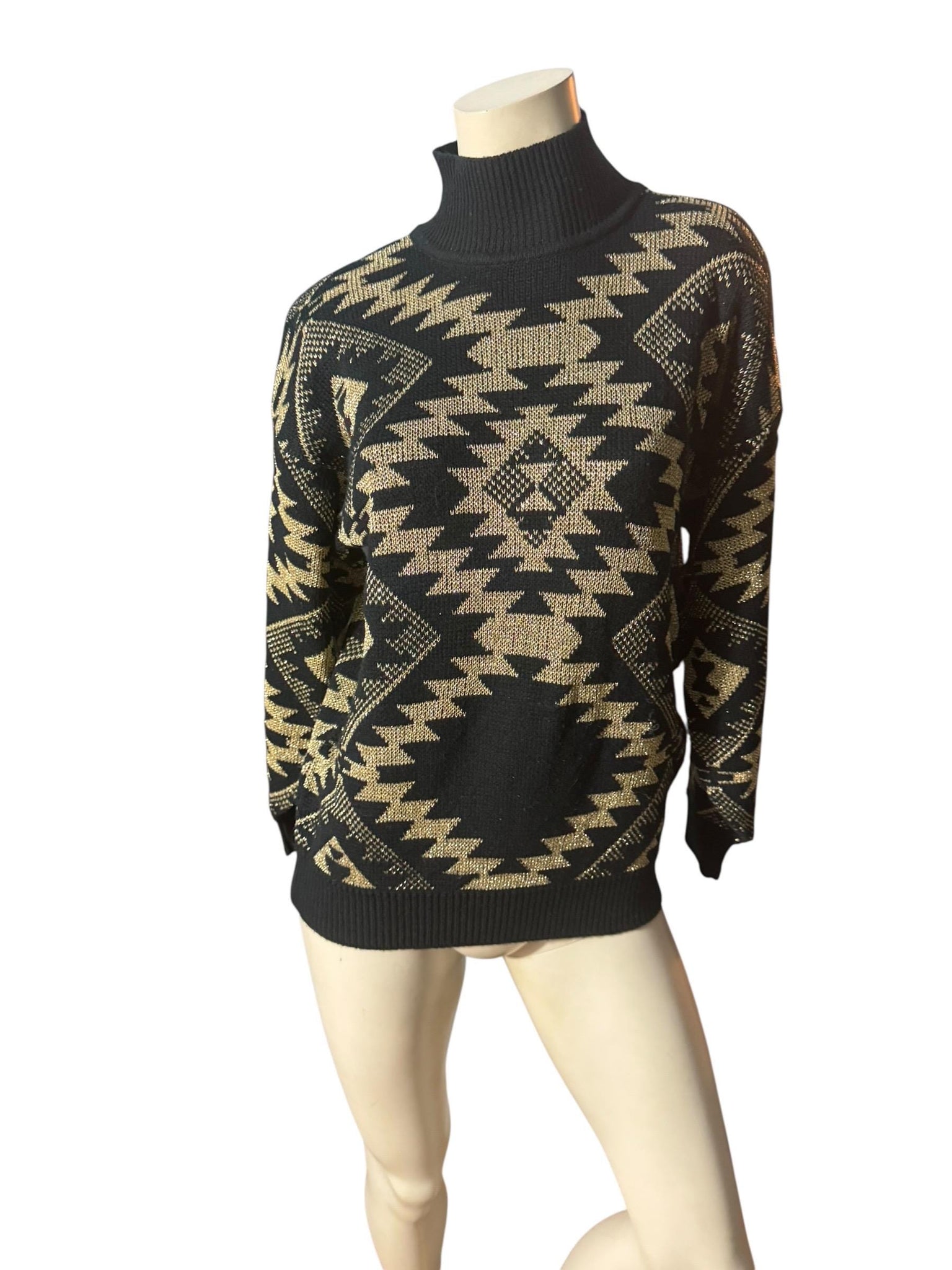 Vintage gold & black 80's sweater L GB
