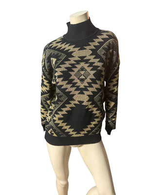 Vintage gold & black 80's sweater L GB