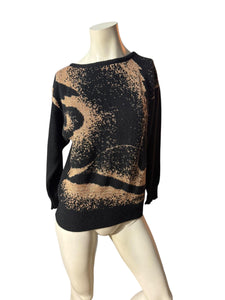 Vintage gold & black 80's sweater S Mademoiselle