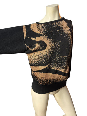 Vintage gold & black 80's sweater S Mademoiselle