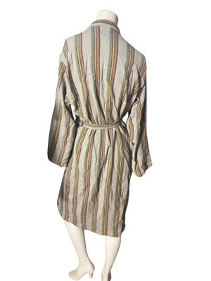 Vintage woven striped brown robe M