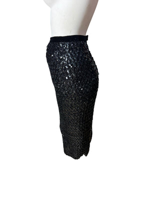 vintage black sequin skirt S
