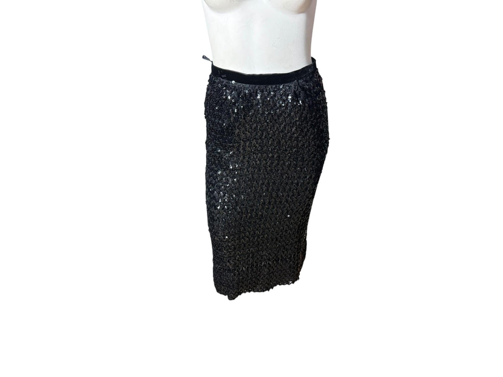vintage black sequin skirt S
