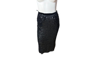 vintage black sequin skirt S