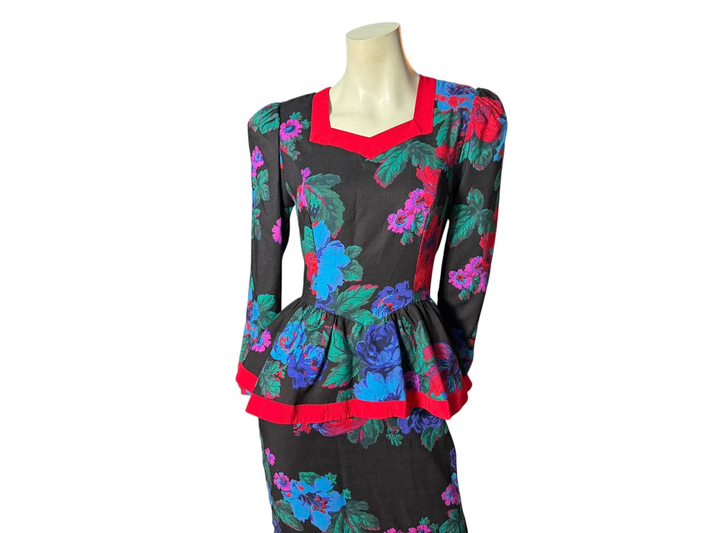 Vintage 80's peplum dress first Focus M