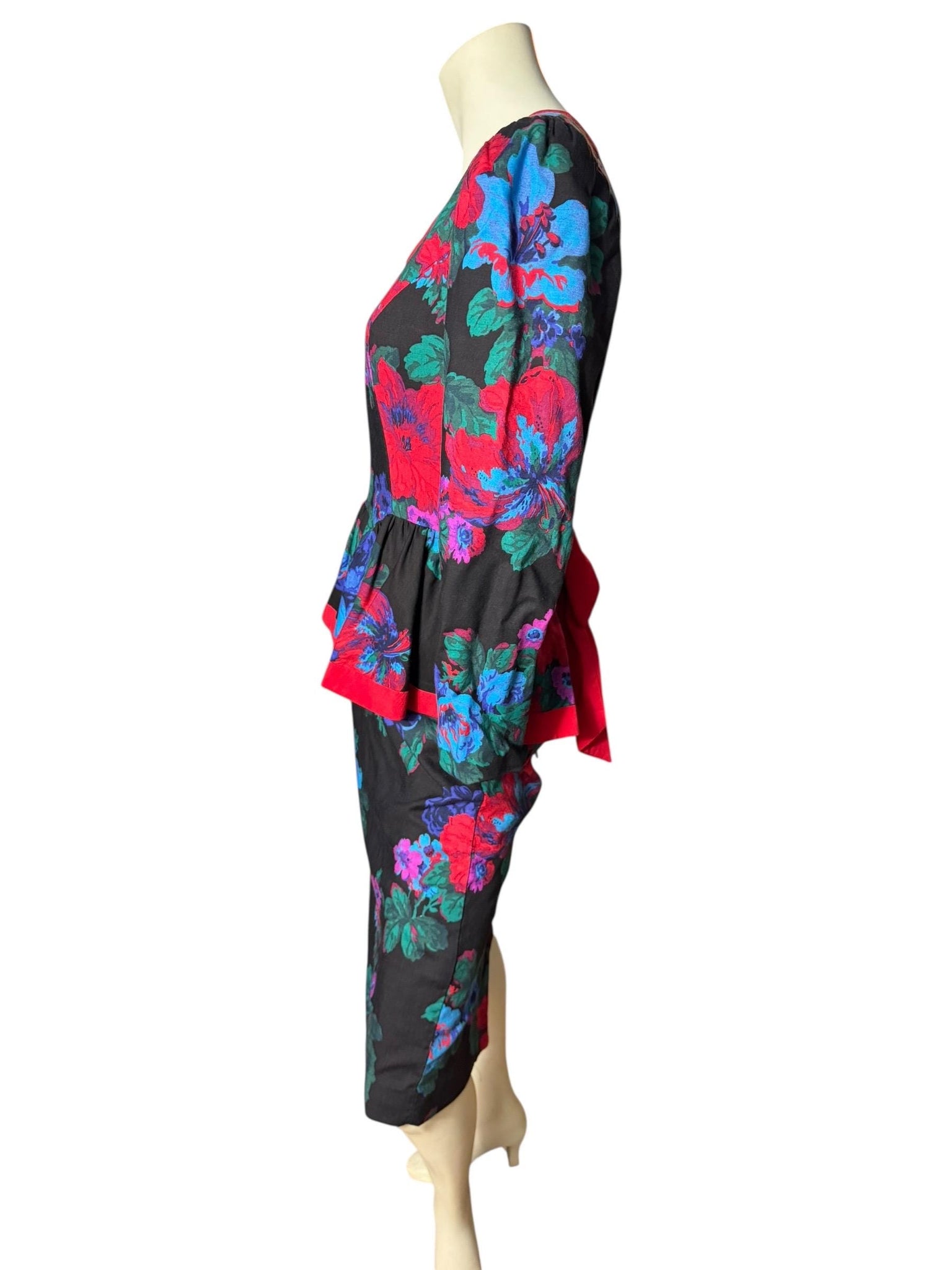 Vintage 80's peplum dress first Focus M