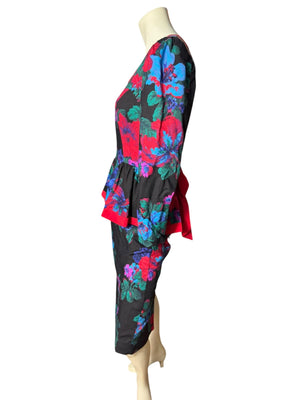 Vintage 80's peplum dress first Focus M