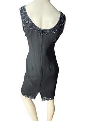 vintage 80's black bead dress w/ jacket S