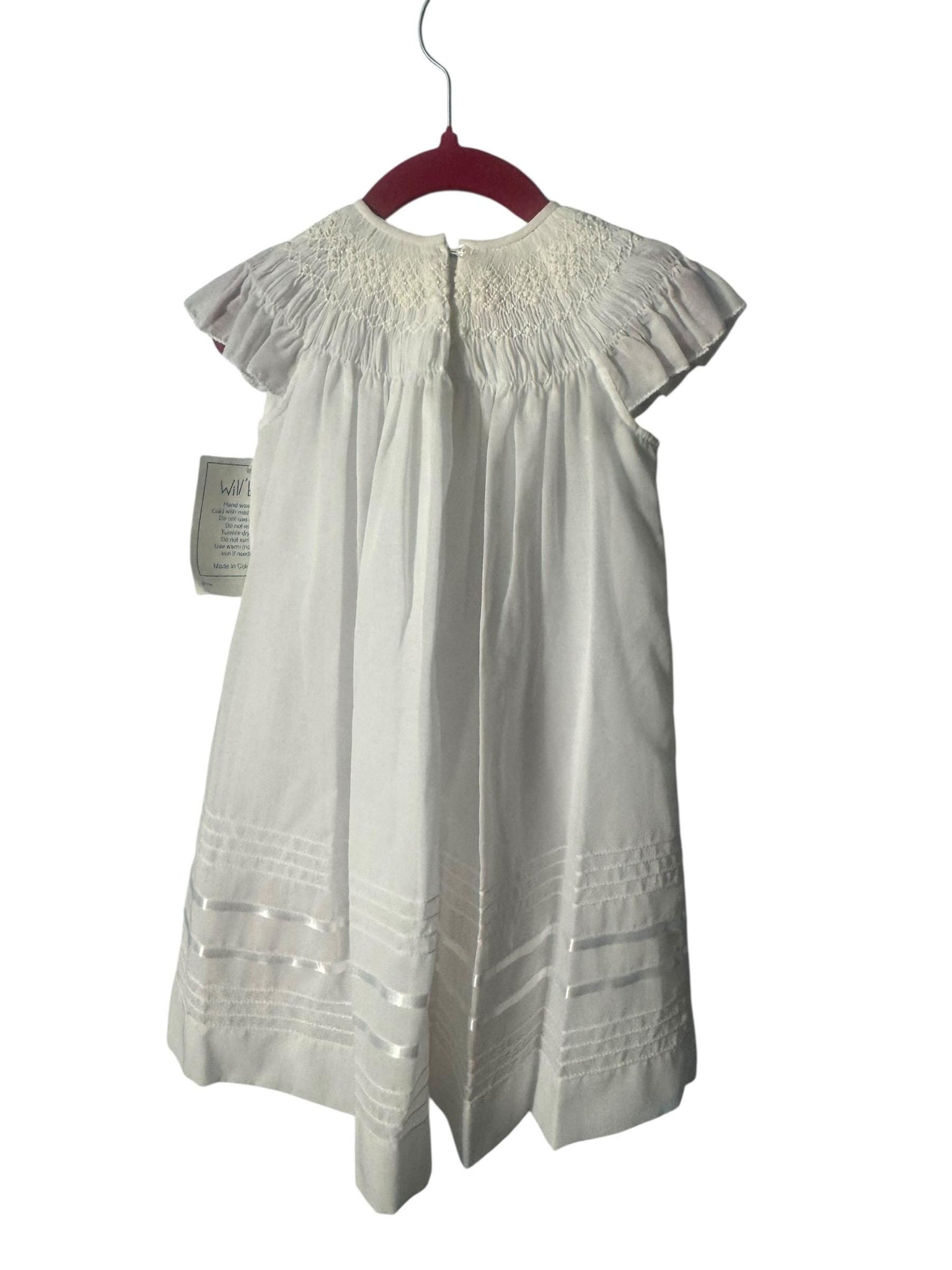 Vintage style white smocked baby dress 12 month Will Beth