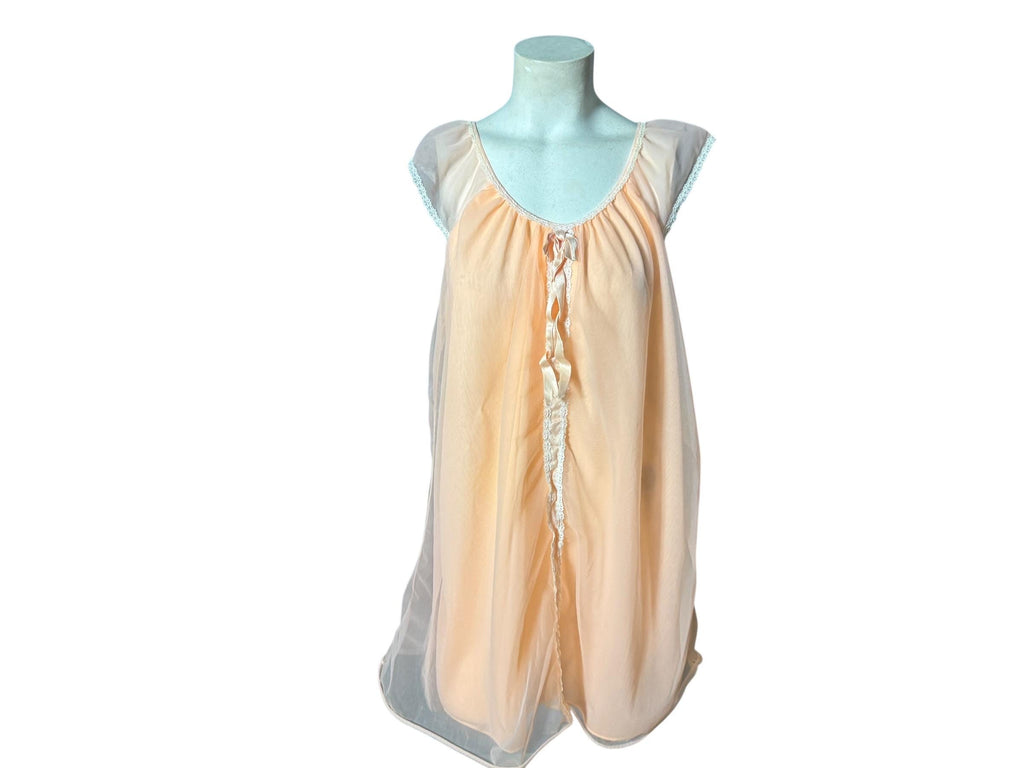 Vintage 60's peach babydoll nightgown L